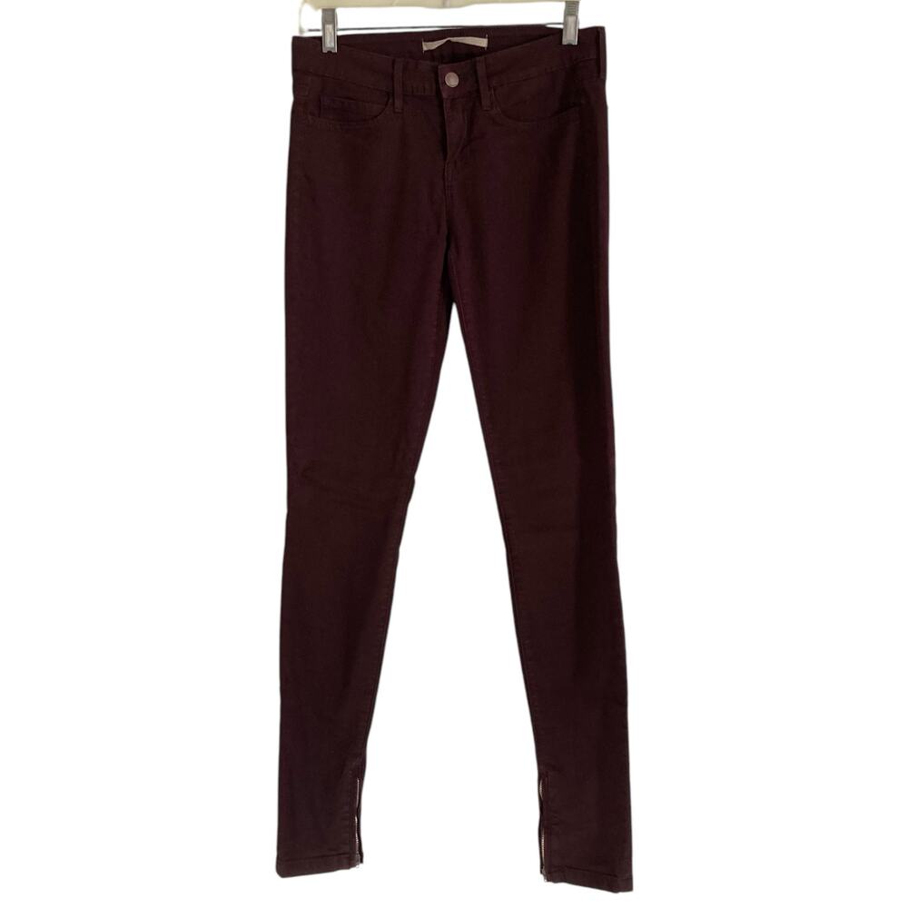 Vince Calgary Dark Raisin Maroon Zip Leg Skinny Low Rise Tailored Jeans Size 27